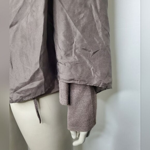 Eileen Fisher Silk, Brown Open Font, Cape, Cardigan. (3 cuts on fabric, hidden) - Picture 8 of 13